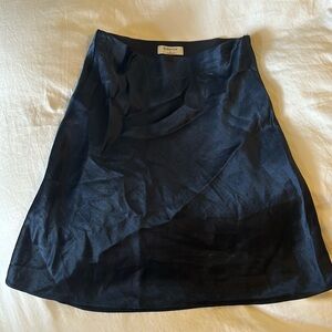 Aritzia Babaton Navy Silk Skirt